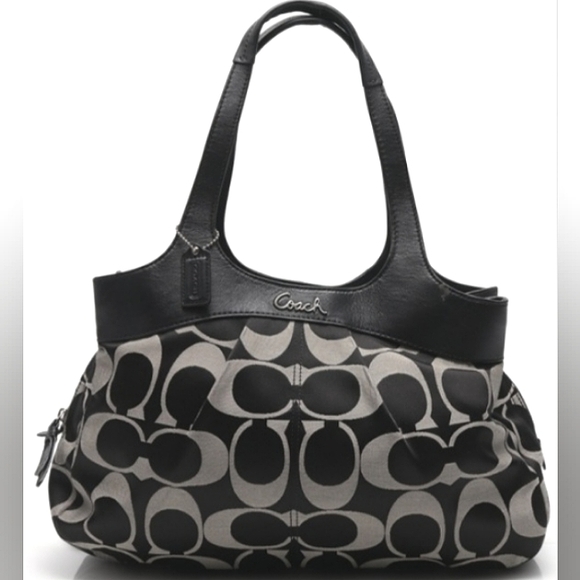 ★BEAUTIFUL!!★EUC COACH "Lexi" Large Signature Sateen 3 Section Interior Satchel - Picture 3 of 16